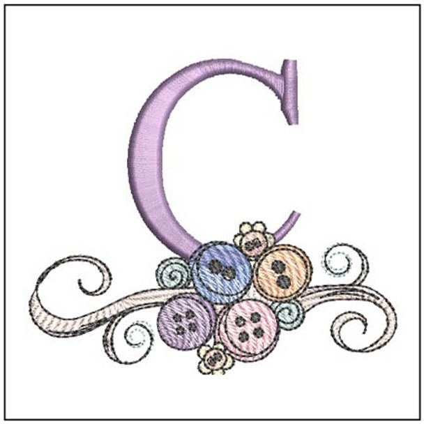 Buttons ABCs -  C - Fits a 4x4" Hoop, Machine Embroidery Pattern,