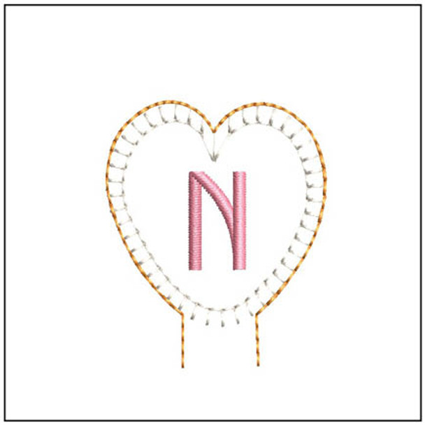 Heart Pencil Topper ABCs - N - Embroidery Designs & Patterns