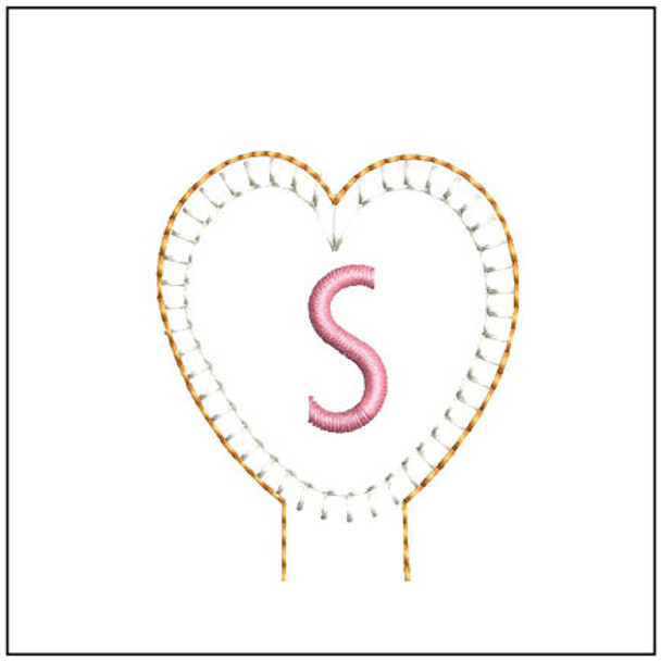 Heart Pencil Topper ABCs - S - Embroidery Designs & Patterns