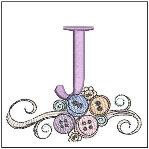 Buttons ABCs - J - Fits a 4x4" Hoop, Machine Embroidery Pattern,