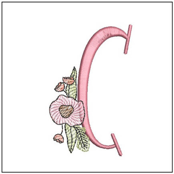 Peony ABCs Alphabet - C - Fits a 4x4" Hoop, Machine Embroidery Pattern,