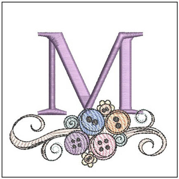 Buttons ABCs - M - Fits a 4x4" Hoop, Machine Embroidery Pattern,