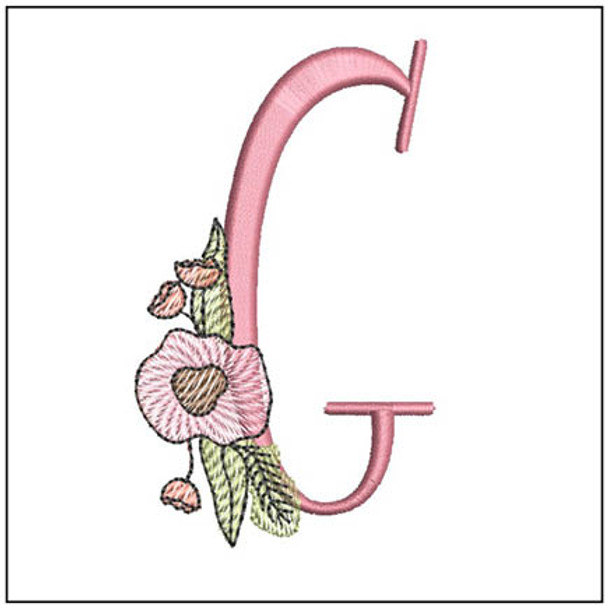 Peony ABCs Alphabet - G - Fits a 4x4" Hoop, Machine Embroidery Pattern,