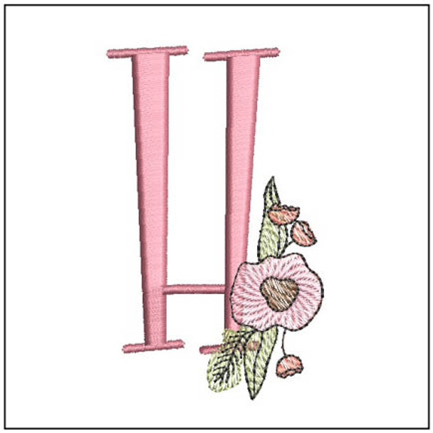 Peony ABCs Alphabet - H - Fits a 4x4" Hoop, Machine Embroidery Pattern,