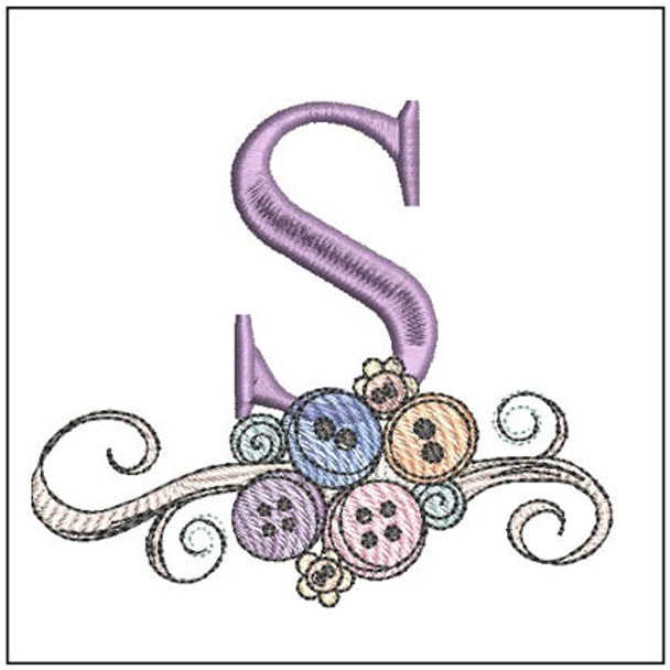 Buttons ABCs - S - Fits a 4x4" Hoop, Machine Embroidery Pattern,