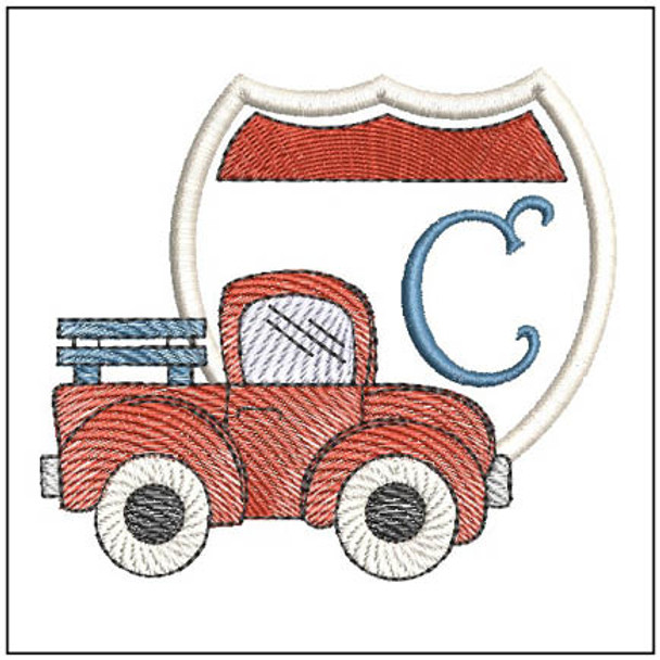 Truck ABCs - C - Fits a 4x4" Hoop, Machine Embroidery Pattern,