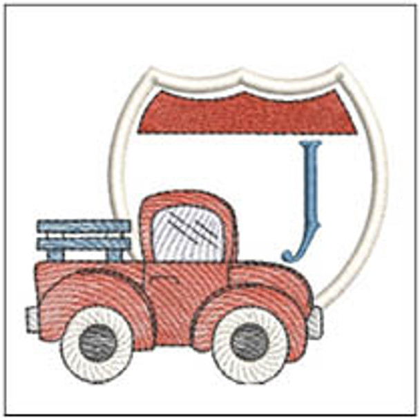 Truck ABCs -J - Fits a 4x4" Hoop, Machine Embroidery Pattern,