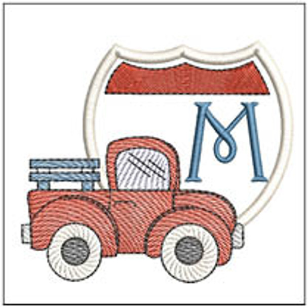 Truck ABCs - M - Fits a 4x4" Hoop, Machine Embroidery Pattern,