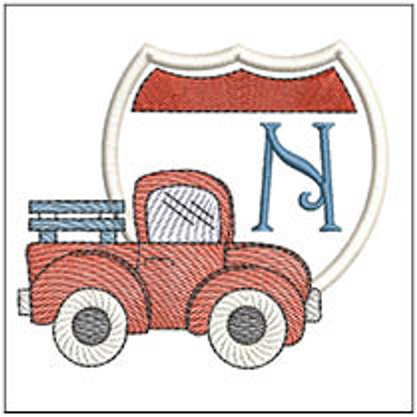 Truck ABCs - N- Fits a 4x4" Hoop, Machine Embroidery Pattern,