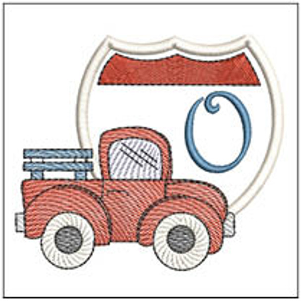 Truck ABCs - O- Fits a 4x4" Hoop, Machine Embroidery Pattern,