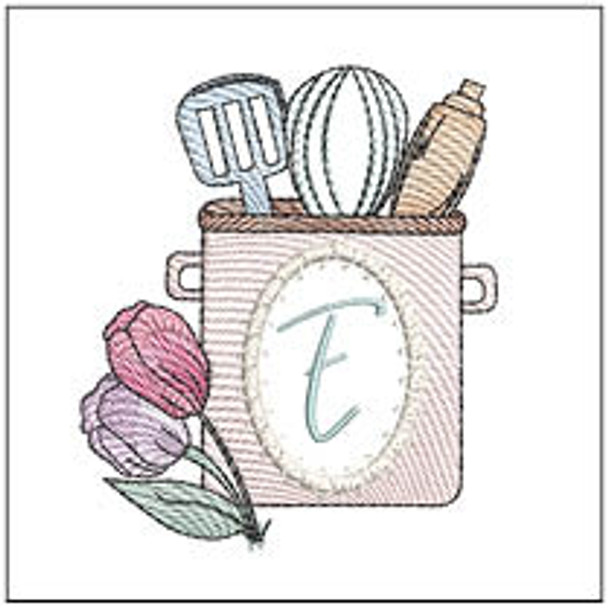 Kitchen Utensils ABCs - E - Fits a 4x4" Hoop, Machine Embroidery Pattern, 