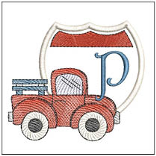 Truck ABCs - P- Fits a 4x4" Hoop, Machine Embroidery Pattern,