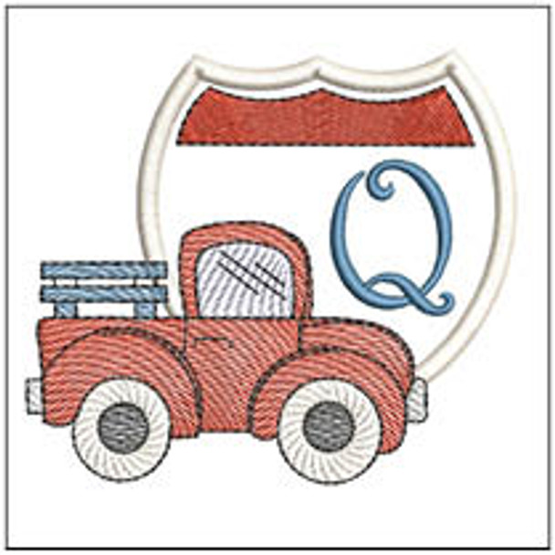 Truck ABCs - Q - Fits a 4x4" Hoop, Machine Embroidery Pattern,