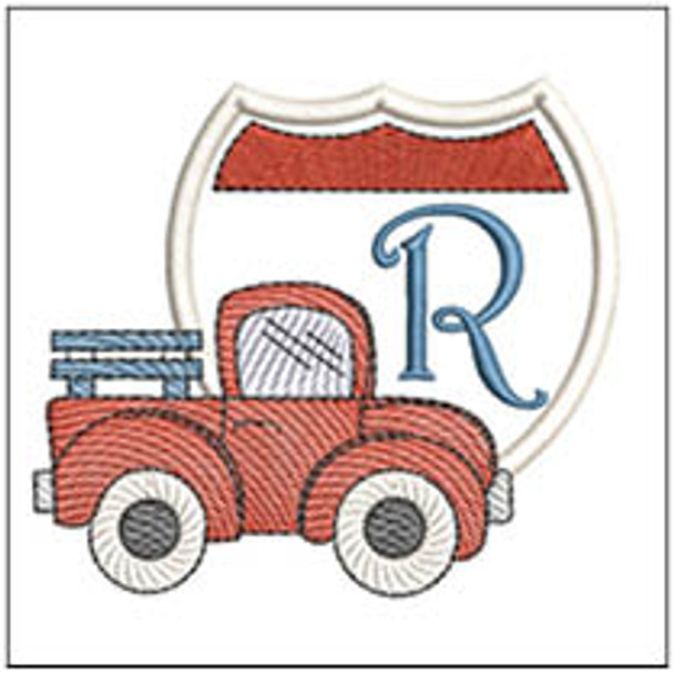 Truck ABCs - R - Fits a 4x4" Hoop, Machine Embroidery Pattern,