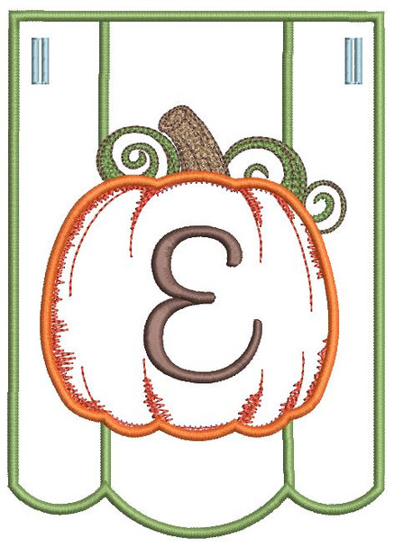 Pumpkin Bunting Alphabet Font - E - Embroidery Designs