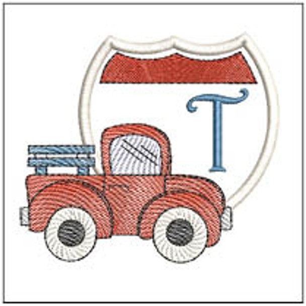 Truck ABCs - T - Fits a 4x4" Hoop, Machine Embroidery Pattern,