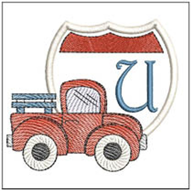 Truck ABCs - U - Fits a 4x4" Hoop, Machine Embroidery Pattern,