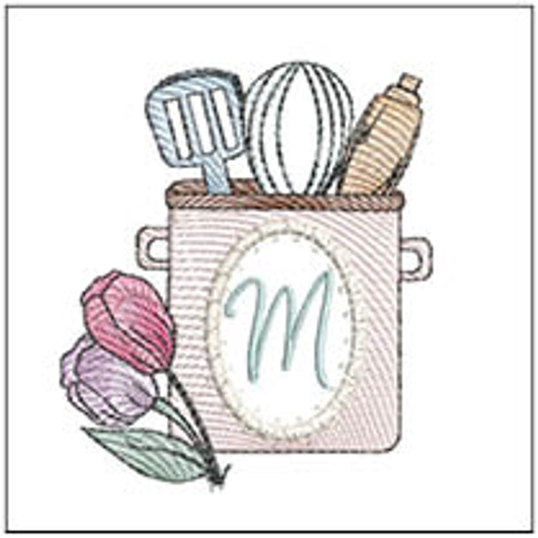 Kitchen Utensils ABCs -M- Fits a 4x4" Hoop, Machine Embroidery Pattern,