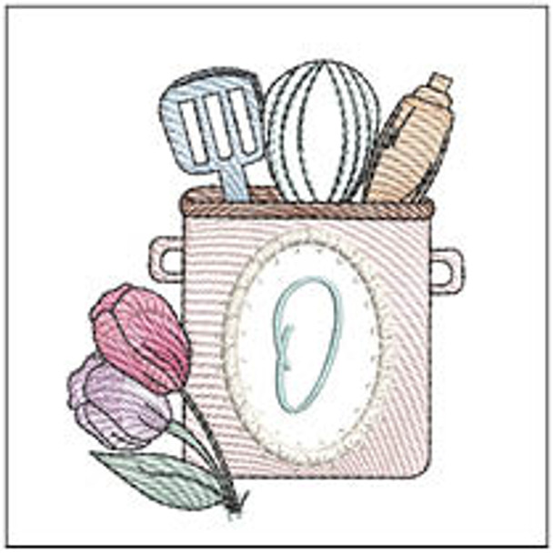 Kitchen Utensils ABCs -O- Fits a 4x4" Hoop, Machine Embroidery Pattern,