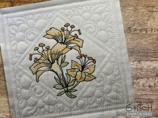 Flower of the Month Quilt Block - June- Embroidery Designs
