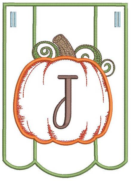 Pumpkin Bunting Alphabet Font - J - Embroidery Designs