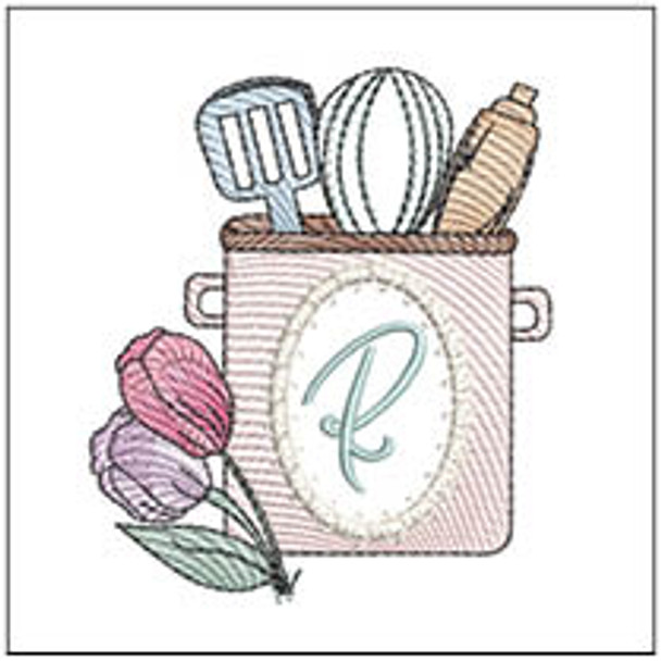 Kitchen Utensils ABCs -R- Fits a 4x4" Hoop, Machine Embroidery Pattern,