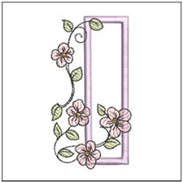 Cherry Blossoms Applique ABCs - I - Fits a 4x4" Hoop, Machine Embroidery Pattern, 