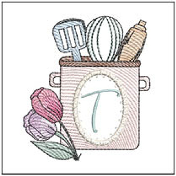 Kitchen Utensils ABCs -T- Fits a 4x4" Hoop, Machine Embroidery Pattern,