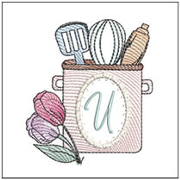 Kitchen Utensils ABCs -U Fits a 4x4" Hoop, Machine Embroidery Pattern,