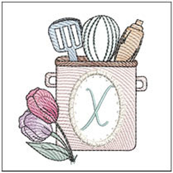 Kitchen Utensils ABCs -X Fits a 4x4" Hoop, Machine Embroidery Pattern,