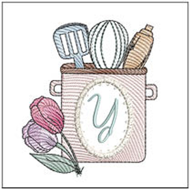 Kitchen Utensils ABCs -Y Fits a 4x4" Hoop, Machine Embroidery Pattern,