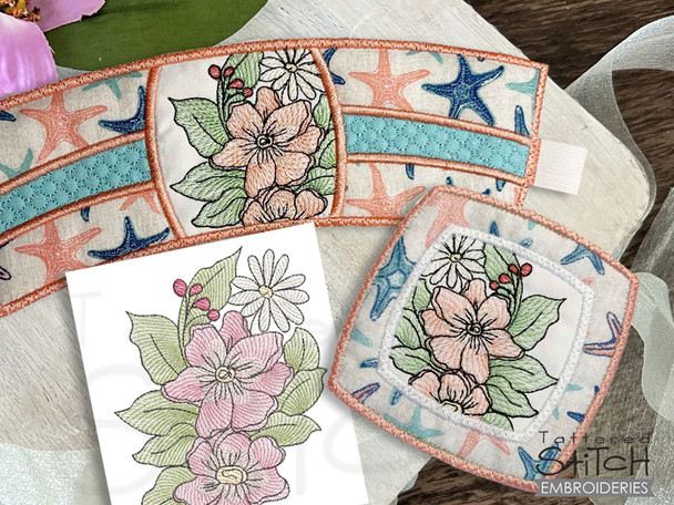 Hibiscus Coaster & Cup Cozy Bundle - Embroidery Designs