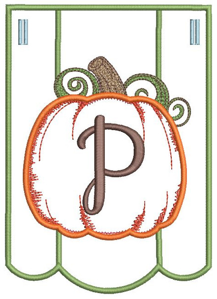 Pumpkin Bunting Alphabet Font - P - Embroidery Designs