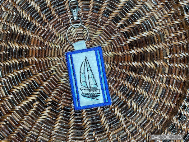 Sailboat, Keychain - Fits a 5x7 & 6x10 & 8x12" Hoop - Machine Embroidery Designs