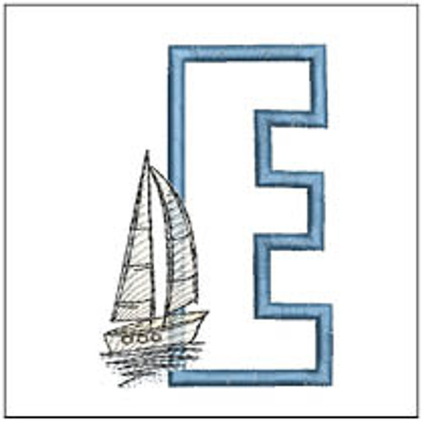 Sail  ABCs - E(NEW)  Fits a 4x4" Hoop, Machine Embroidery Pattern, 
