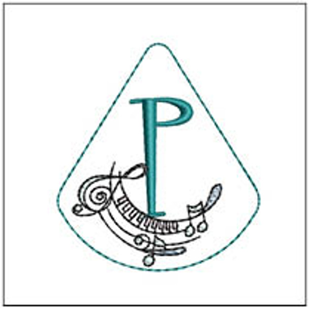 Musical Pic ABCs Charm - P - Fits a 4x4" Hoop, Machine Embroidery Pattern,