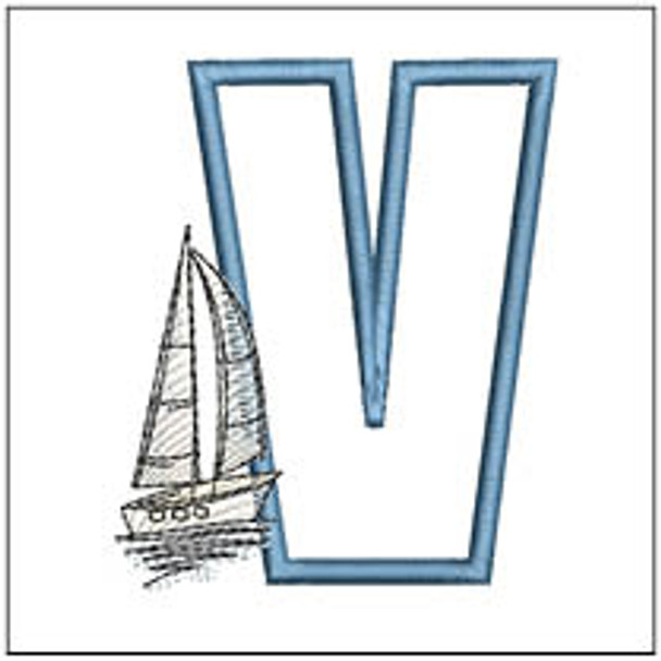 Sail ABCs - V - 4x4" Hoop, Machine Embroidery Pattern