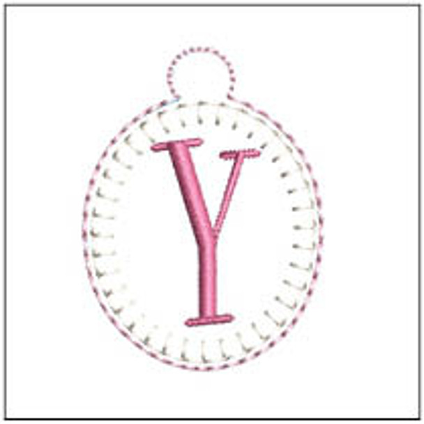 Oval ABCs Charm -Y- Fits a 4x4" Hoop, Machine Embroidery Pattern,