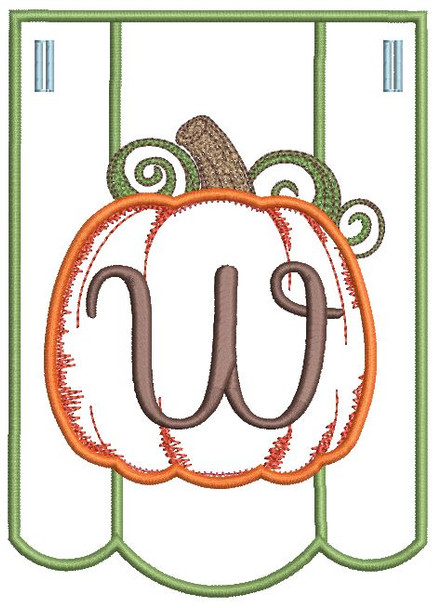 Pumpkin Bunting Alphabet Font - W - Embroidery Designs