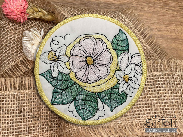 Lemon Slice Coaster  - Embroidery Designs