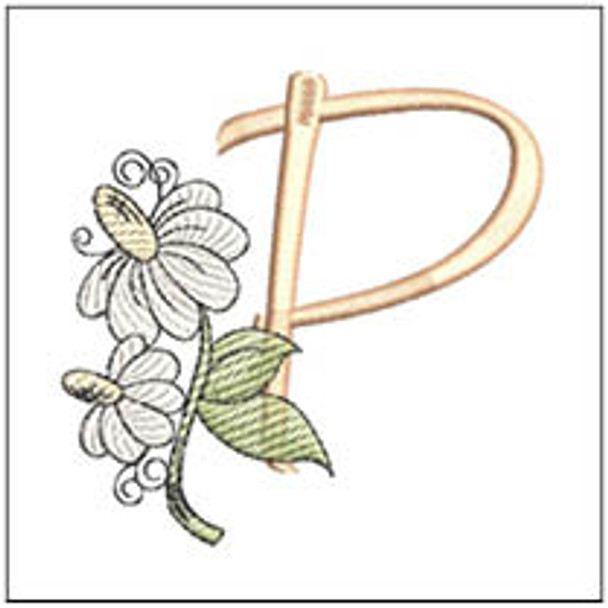 Black-eyed Susans ABCs - P - Fits a 4x4" Hoop, Machine Embroidery Pattern,