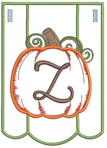 Pumpkin Bunting Alphabet Font - Z - Embroidery Designs