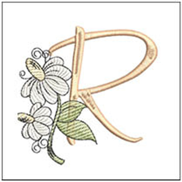 Black-eyed Susans ABCs - R - Fits a 4x4" Hoop, Machine Embroidery Pattern,