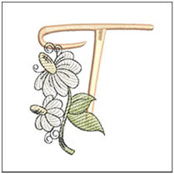 Black-eyed Susans ABCs - T - Fits a 4x4" Hoop, Machine Embroidery Pattern,