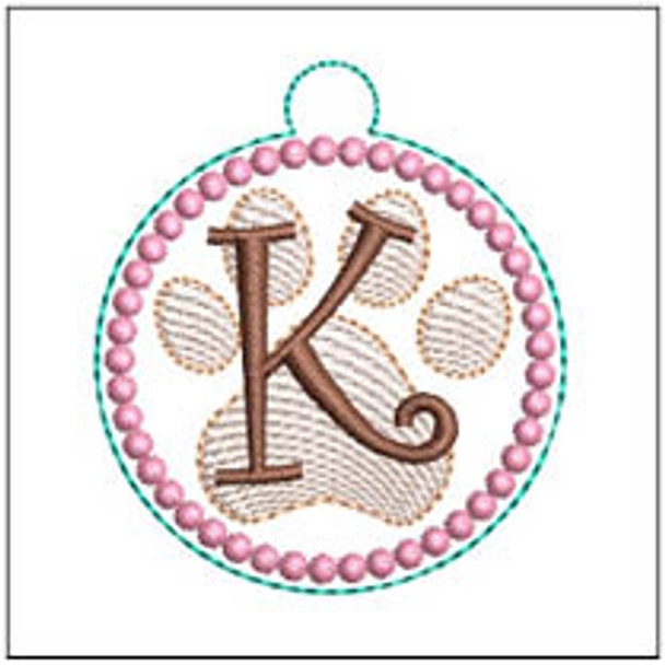 Paw Print ABCs - K - Fits a 4x4" Hoop, Machine Embroidery Pattern,