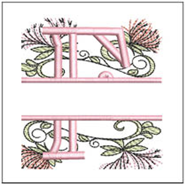 Floral Split Monogram ABCS - F - Fits a 4x4" Hoop, Machine Embroidery Pattern,