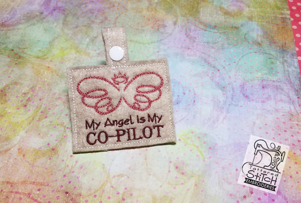 My Angel is my Co-Pilot Snap Tab - Embroidery Designs