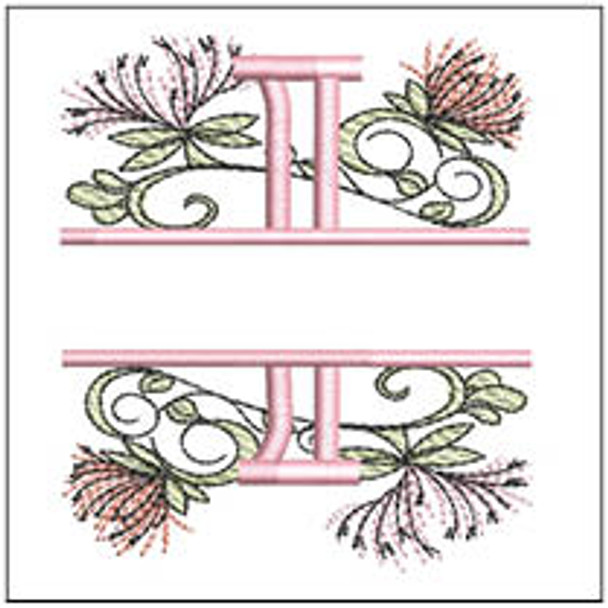 Floral Split Monogram ABCS - I- Fits a 4x4" Hoop, Machine Embroidery Pattern,