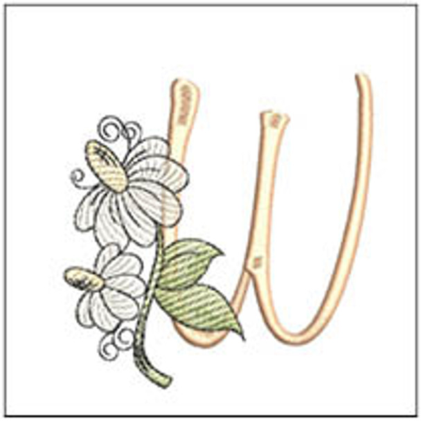 Black-eyed Susans ABCs - W - Fits a 4x4" Hoop, Machine Embroidery Pattern,