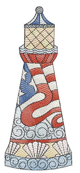 Patriotic Lighthouse  - Embroidery Designs & Patterns